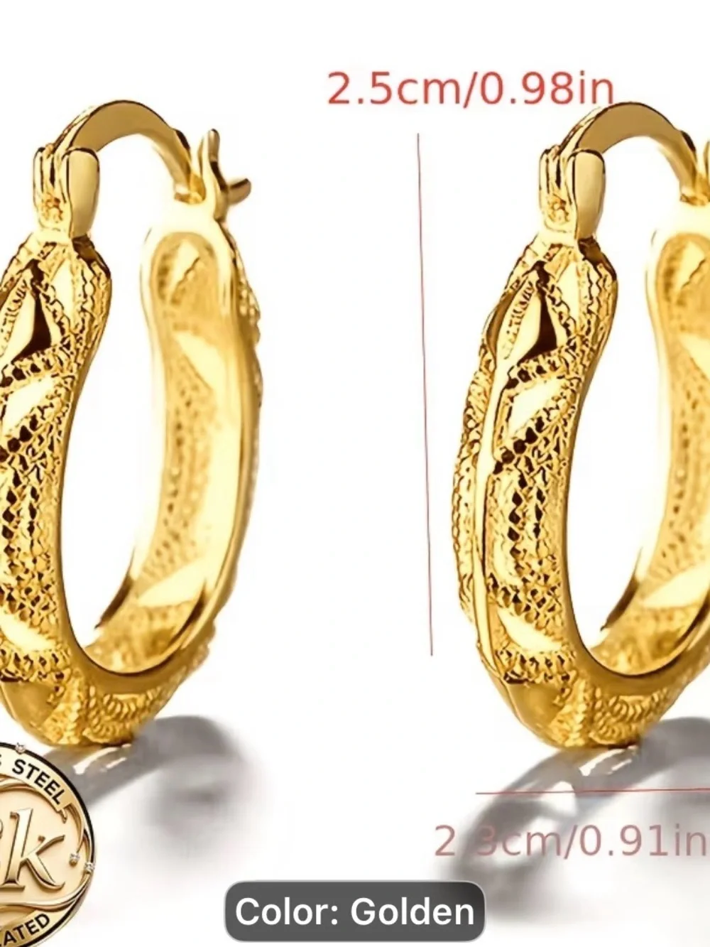 18k Gold-Tone vintage hollow flower- Hoop Earrings - Women Jewelry
